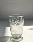 Etched Floral Drinking Glass
