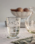 Etched Floral Drinking Glass