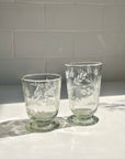 Etched Floral Drinking Glass