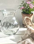 Etched Floral Glass Pitcher