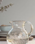 Etched Floral Glass Pitcher