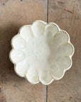 Footed Petal Bowl in Cream