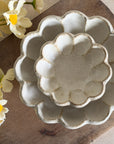 Footed Petal Bowl in Cream