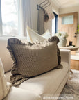 Garden Print Ruffle Lumbar Pillow Cover, 16x24