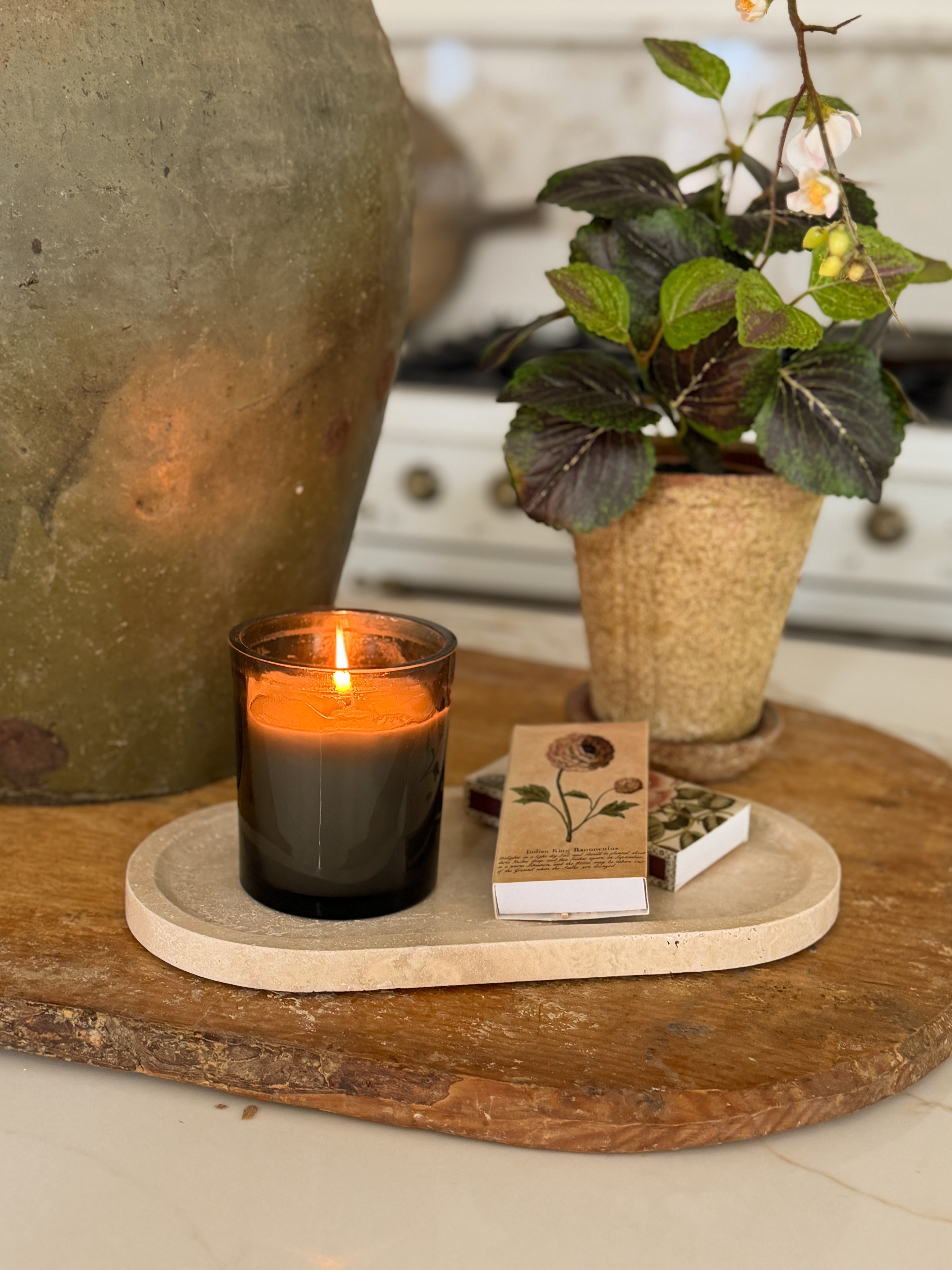 Oval Travertine Tray – Cottage Home