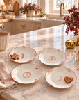 Scalloped Christmas Dessert Plates, Set of 4