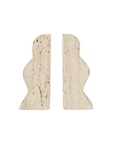 Travertine Scalloped Bookends, Set of 2