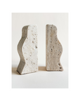 Travertine Scalloped Bookends, Set of 2