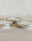 Vintage Silver Dish Votive Candles, Set of 3