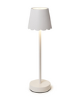 White LED Cordless Table Lamp with Scalloped Edge Shade
