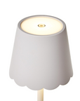 White LED Cordless Table Lamp with Scalloped Edge Shade