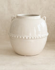 White Rounded Scalloped Vase w/Handles