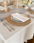 White Ruffle Linen Tablecloth