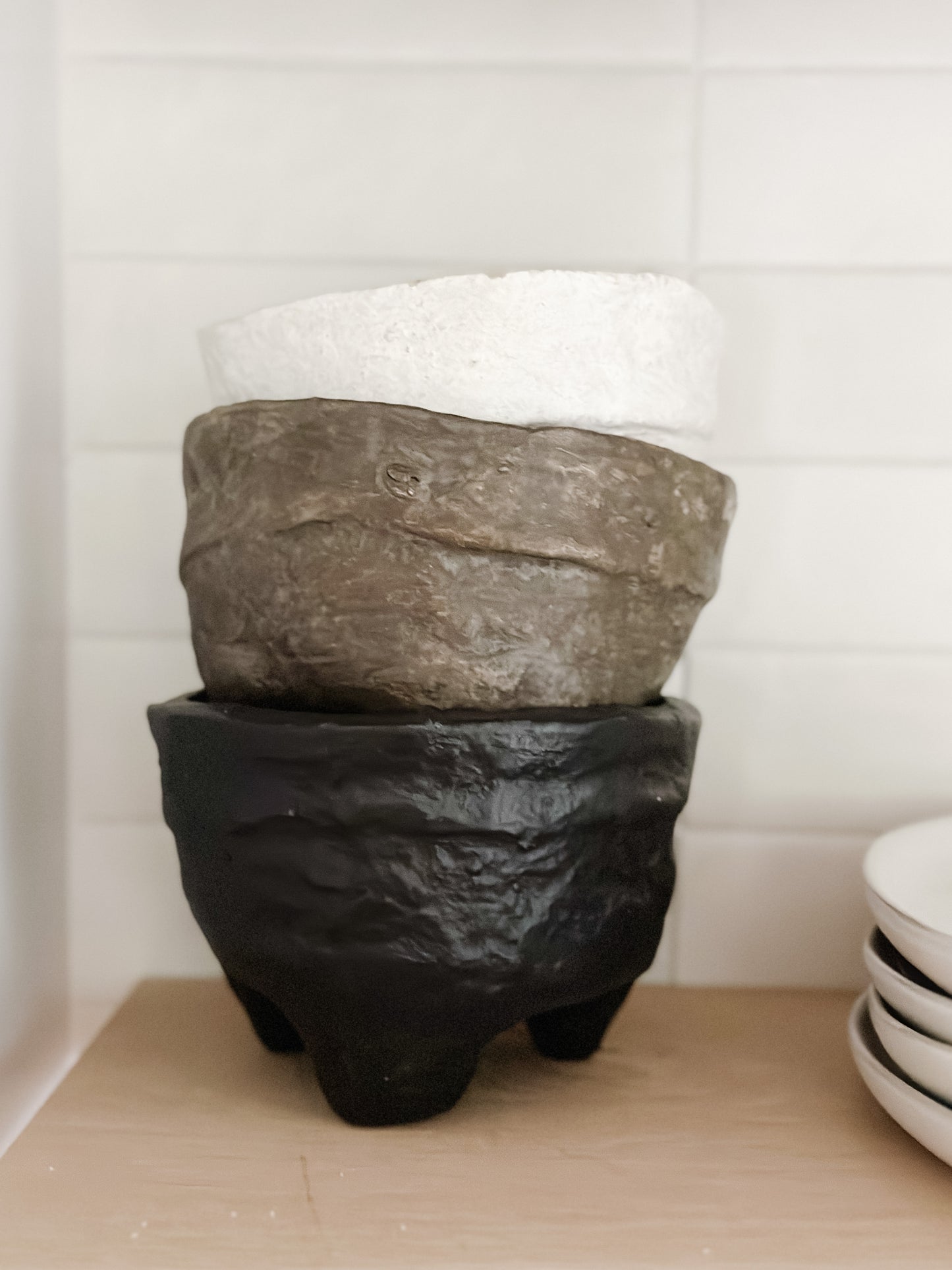 Paper Mache Footed Bowls