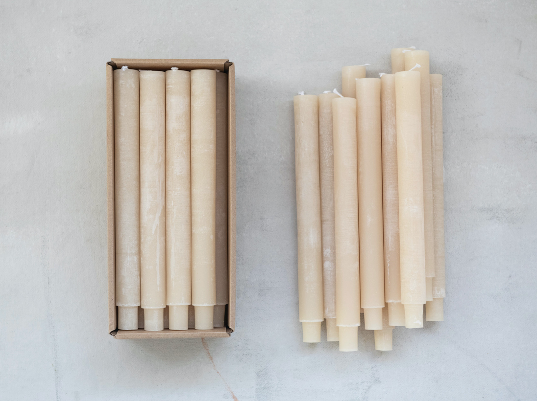 Unscented Cream Candlestick, Set of 12