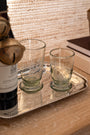 Hand-Etched Floral Footed Drinking Glass