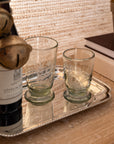 Hand-Etched Floral Footed Drinking Glass