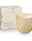 Winter White Large Boxed Crackle Glass Candle