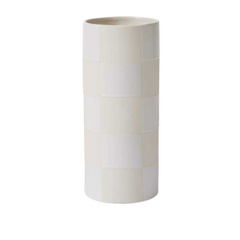 Cream Checkerboard Vase
