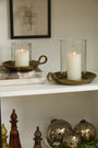 Antique Brass Hurricane Candle Holder with Glass