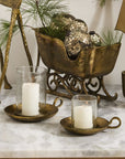 Antique Brass Candle Holder with Glass