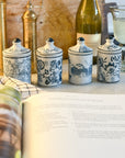 Hand-Painted Blue Floral Mini Jars, Set of 4