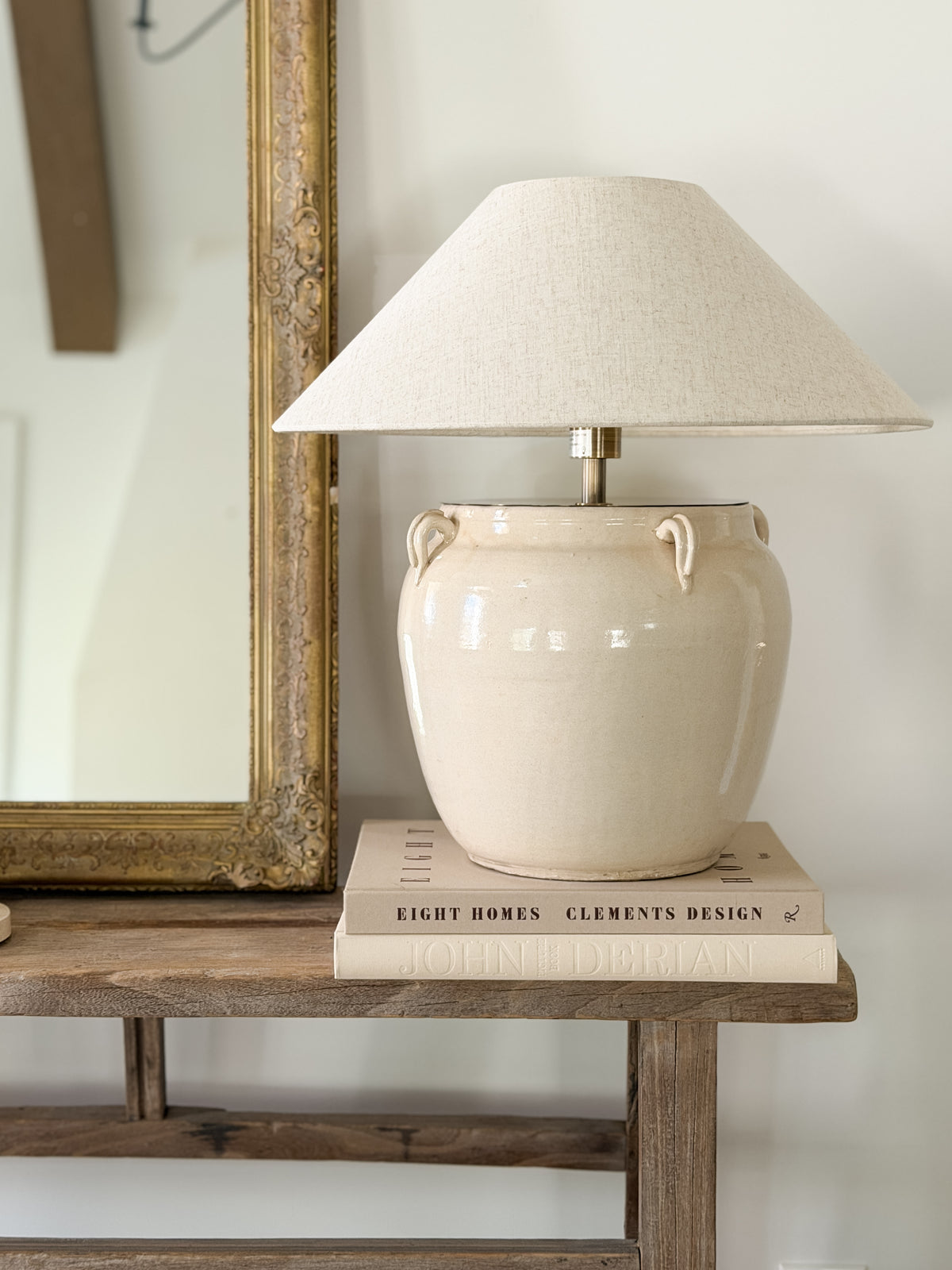 Cottage House Lamp &amp; Linen Shade
