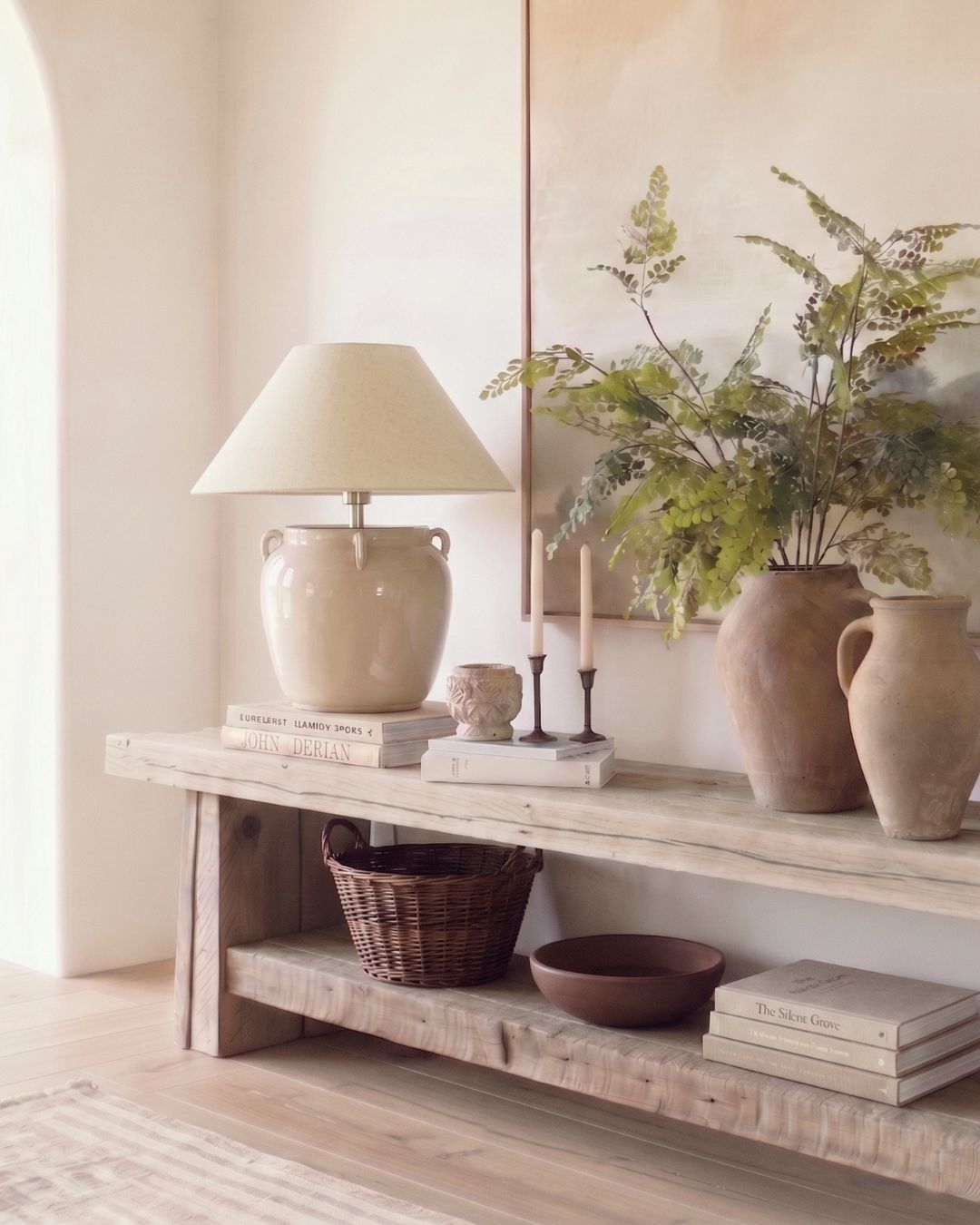 Cottage House Lamp &amp; Linen Shade