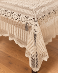 Cream Hand Crocheted Medallion Tablecloth
