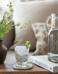 Etched Floral Drinking Glass
