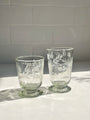 Etched Floral Drinking Glass
