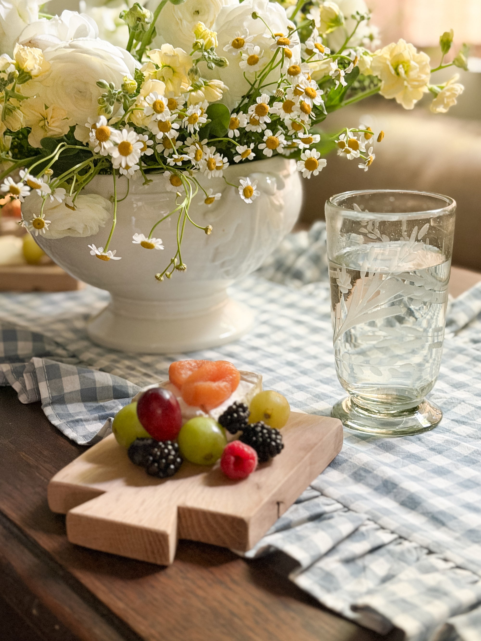 Etched Floral Drinking Glass
