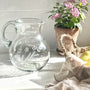 Etched Floral Glass Pitcher