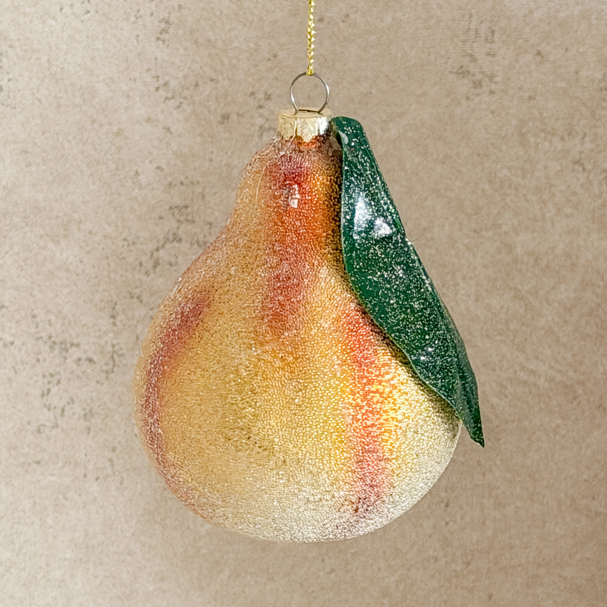 Hand-Painted Glass Pear Ornament