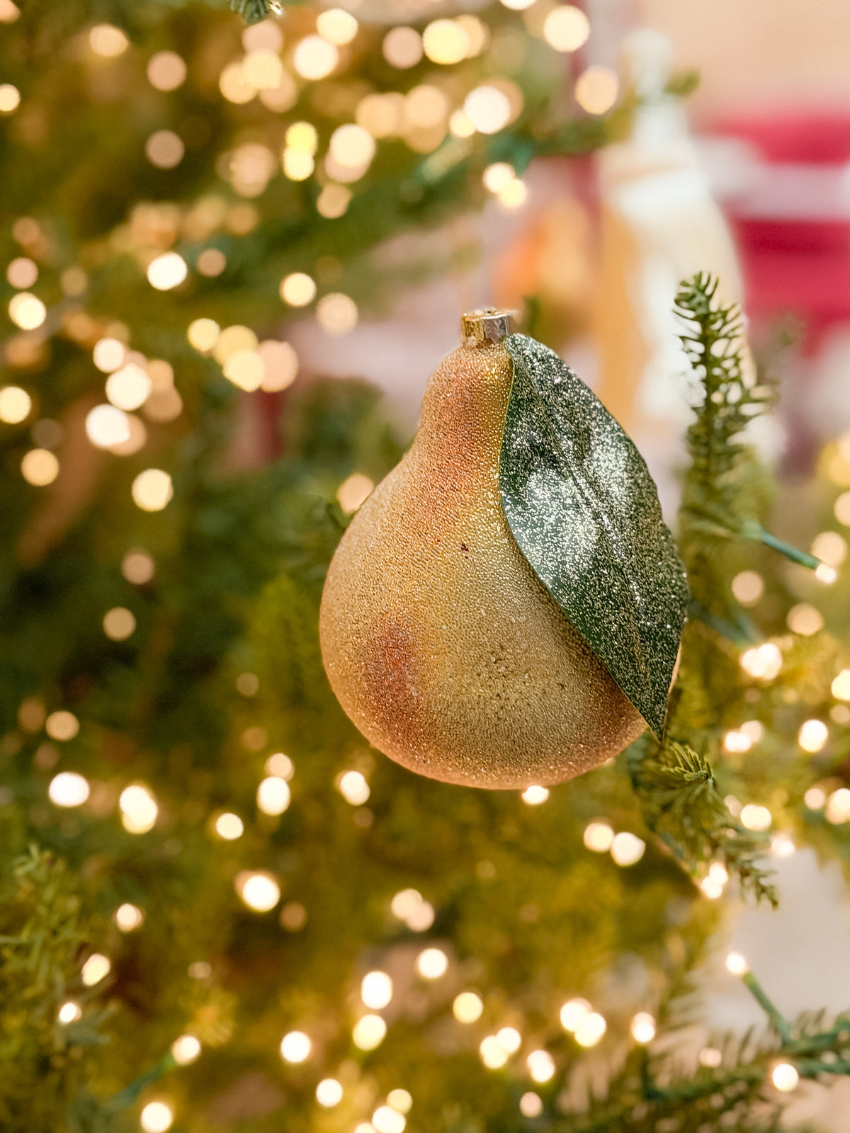 Hand-Painted Glass Pear Ornament