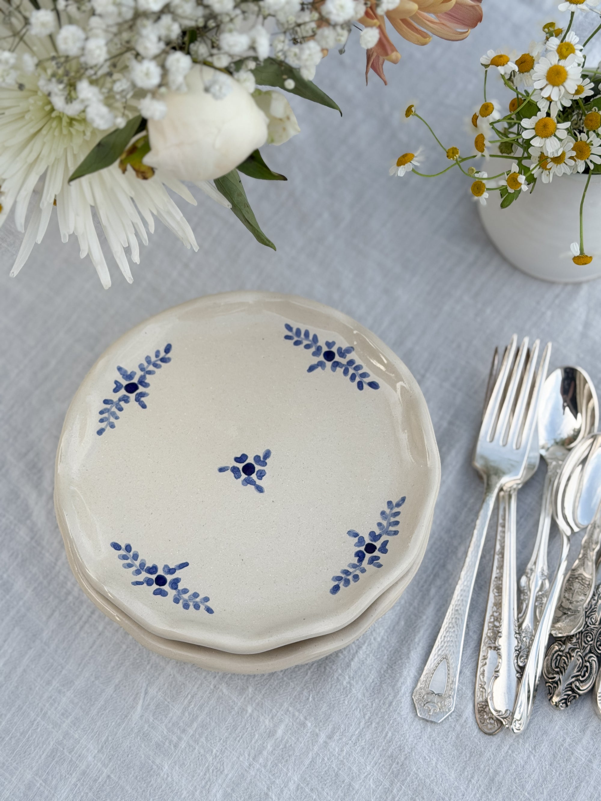 Hand-Painted Floral Dessert Plate