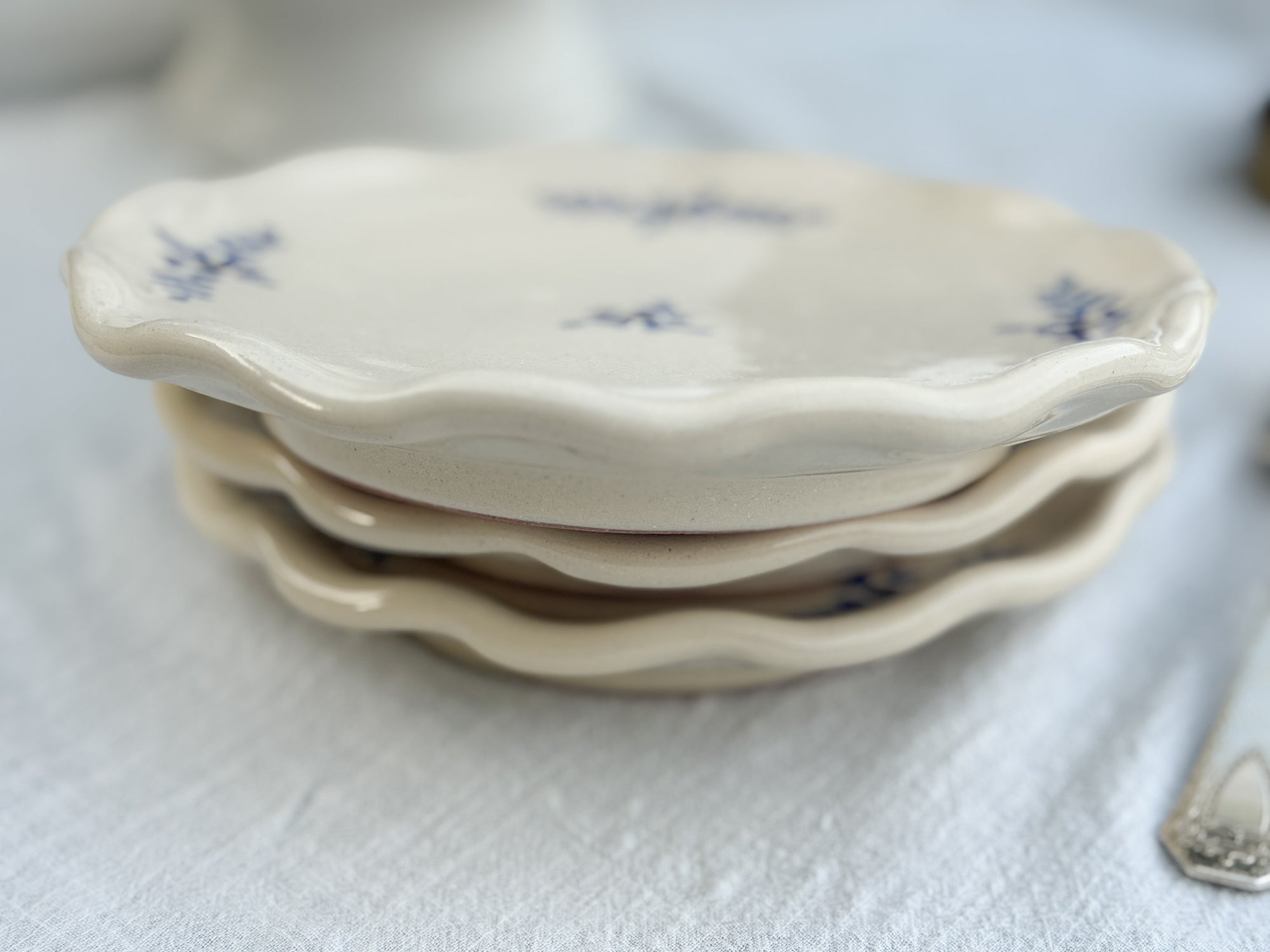 Hand-Painted Floral Dessert Plate