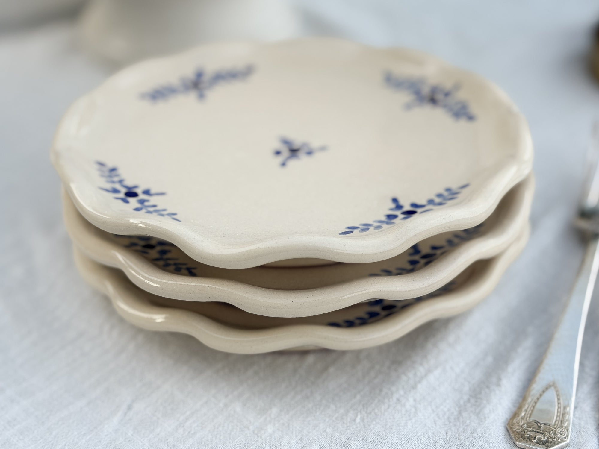 Hand-Painted Floral Dessert Plate