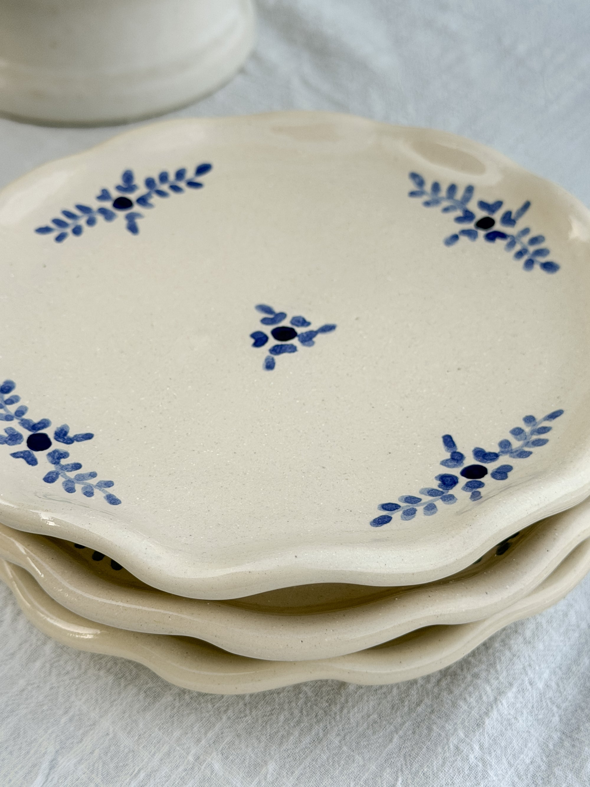 Hand-Painted Floral Dessert Plate