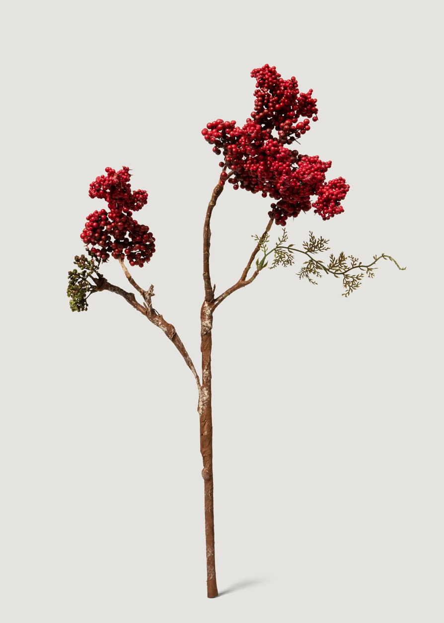 Holiday Red Berries Faux Stem