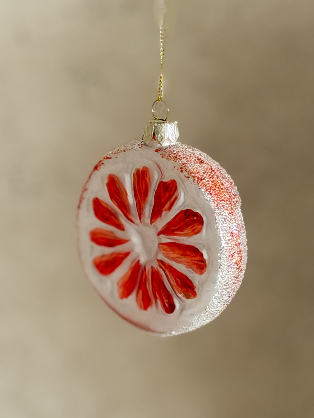 Hand-Painted Glass Orange Slice Ornament