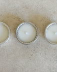 Vintage Silver Dish Votive Candles, Set of 3