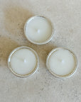 Vintage Silver Dish Votive Candles, Set of 3