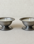 Vintage Silver Dish Votive Candles, Set of 2