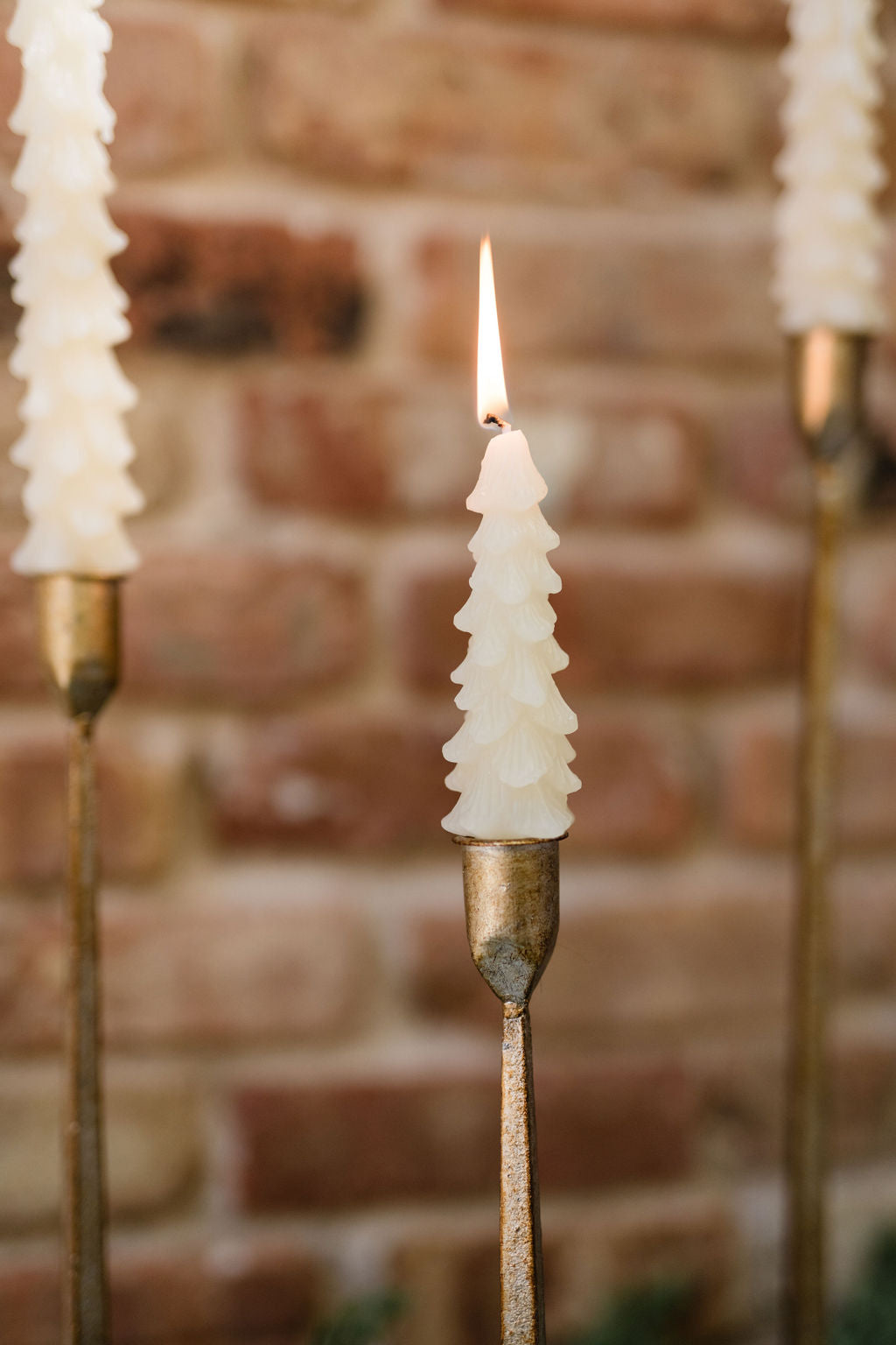 Unscented Tree Shaped Taper Candles in Small or Large, Set of 2