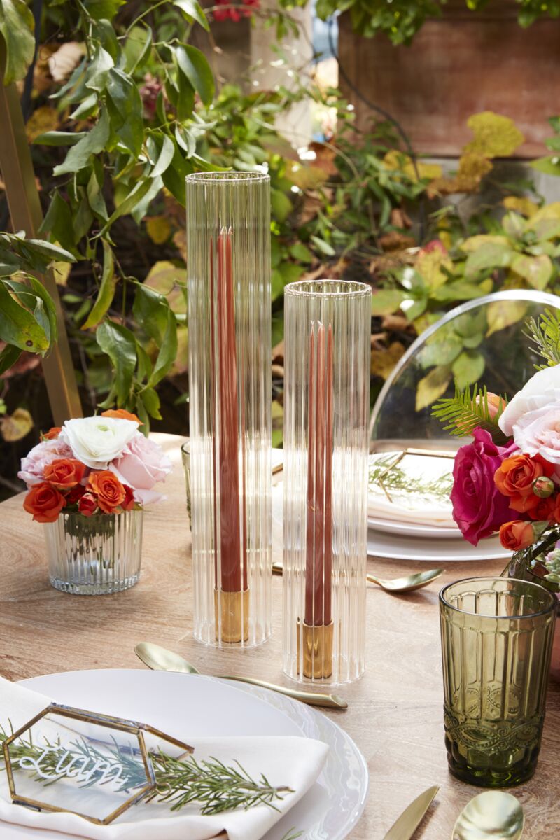 Reeded Glass Candle Sleeve