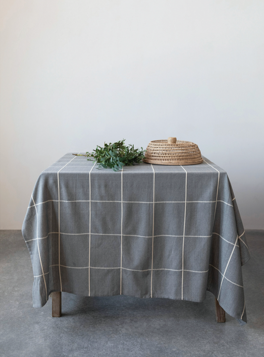 Gray Grid Tablecloth
