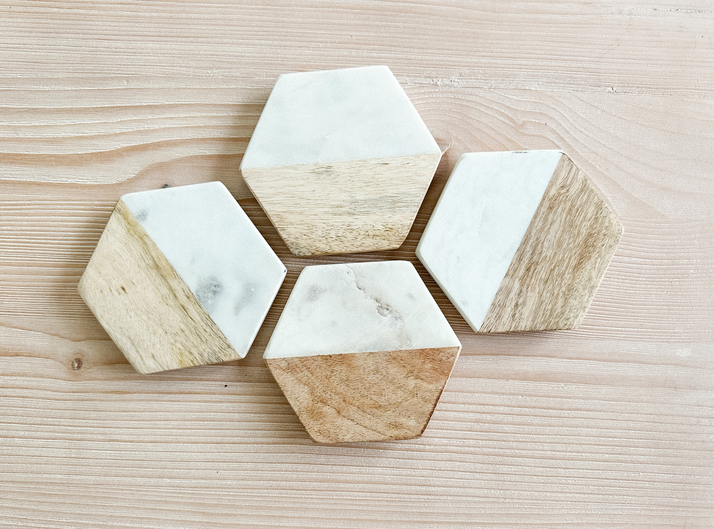 Hex Marble Coasters Set of 4